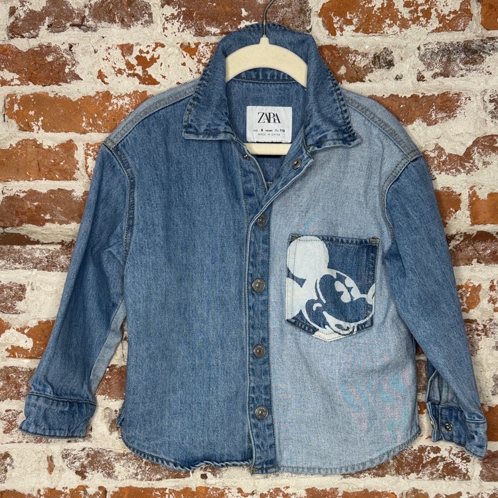 Zara Kids x Disney Denim Shirt with Mickey Mouse Size 5
